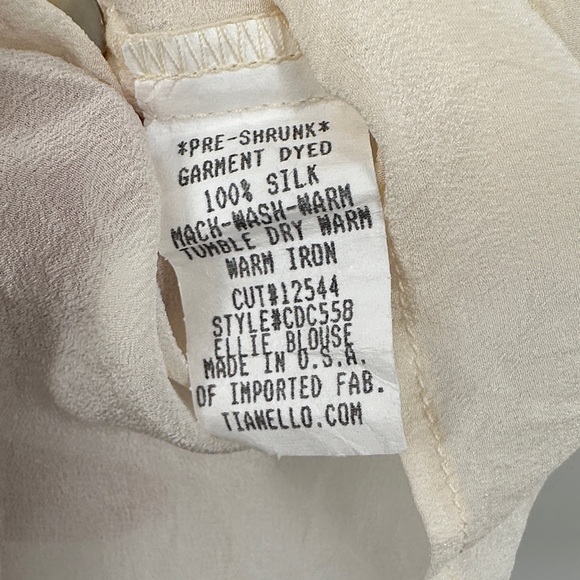Tianello 100% Silk Cream Women's Blouse - Picture 3 of 6